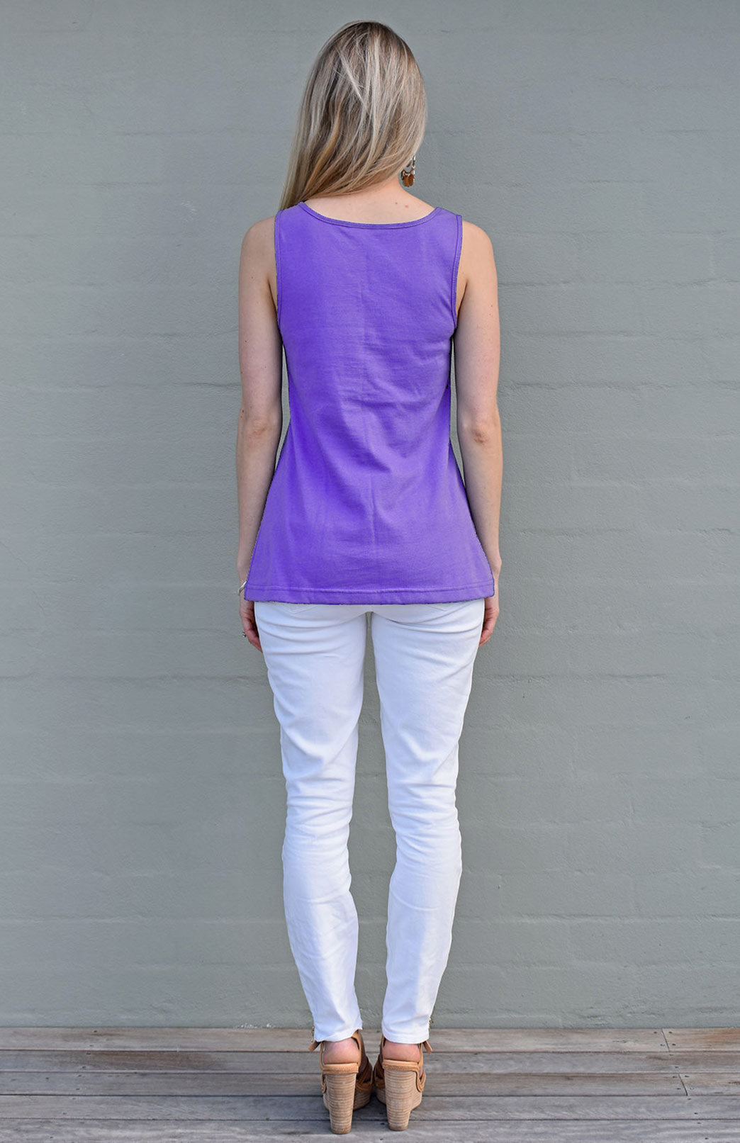 Periwinkle Purple Women's Merino Wool Sleeveless Capri Top