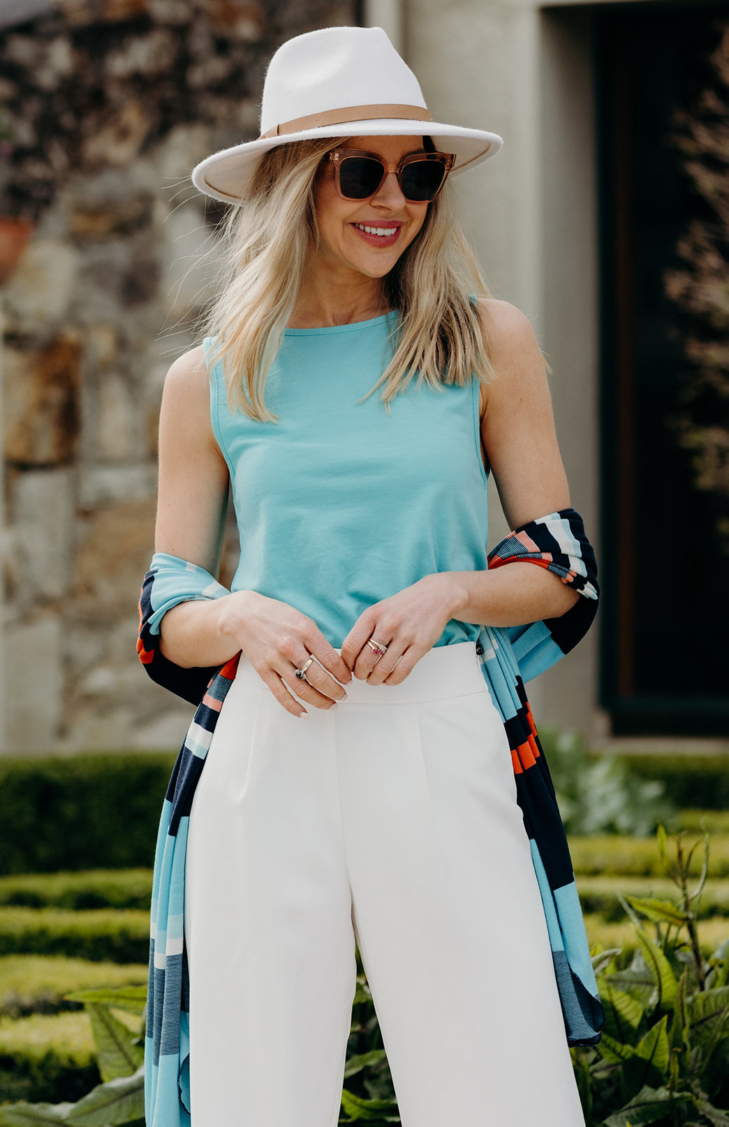 Turquoise Women's Merino Wool Sleeveless Capri Top