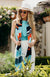 Aqua Navy & Orange Stripe Women&#39;s Merino Wool Multi Striped Scarf
