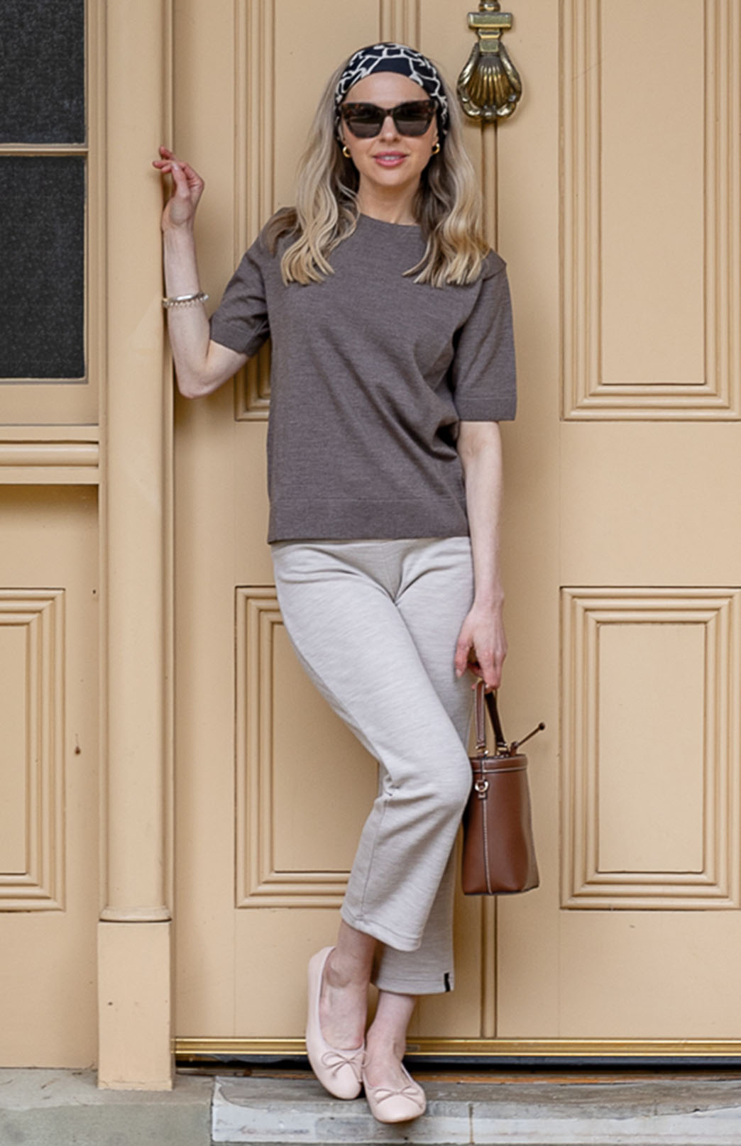 Oatmeal Marl Women's Merino Wool Capri Pants in Heavyweight (360g)