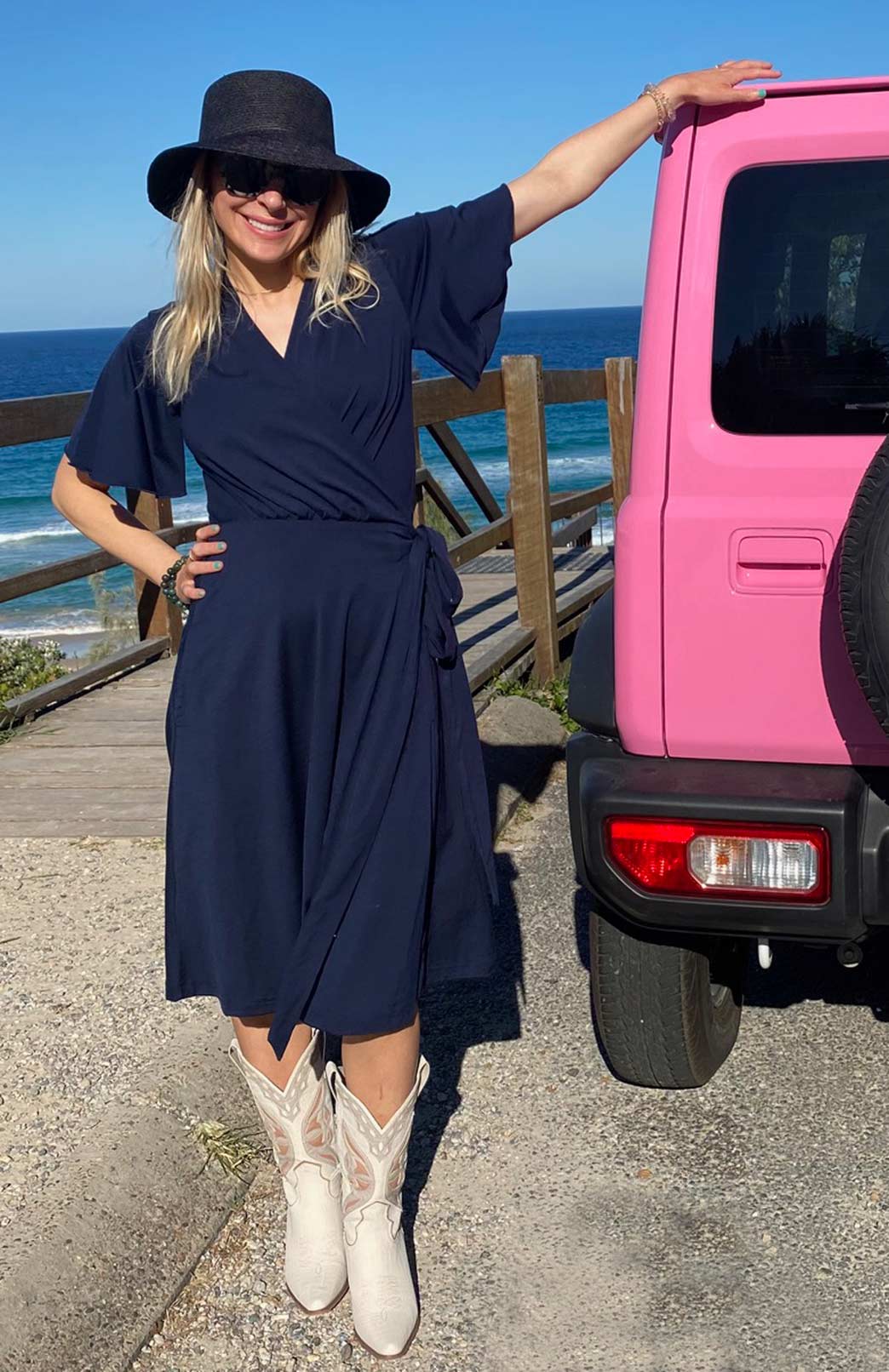 Cara Wrap Dress Women's Short Sleeve Merino Wool Wrap Dress