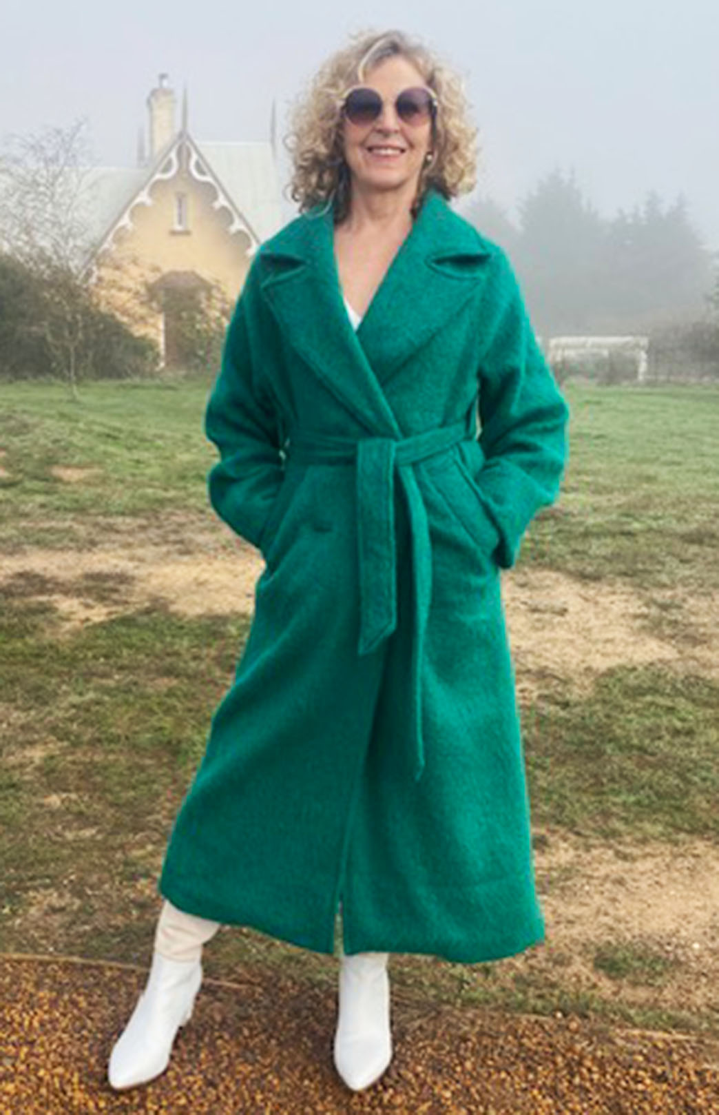 Emerald Green Women's Merino, Mohair and Alpaca Long Trench Coat