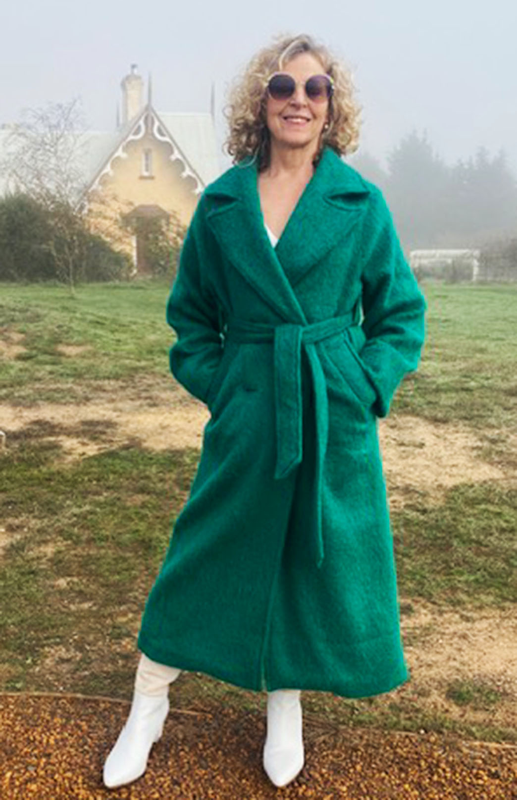 Emerald Green Women's Merino, Mohair and Alpaca Long Trench Coat