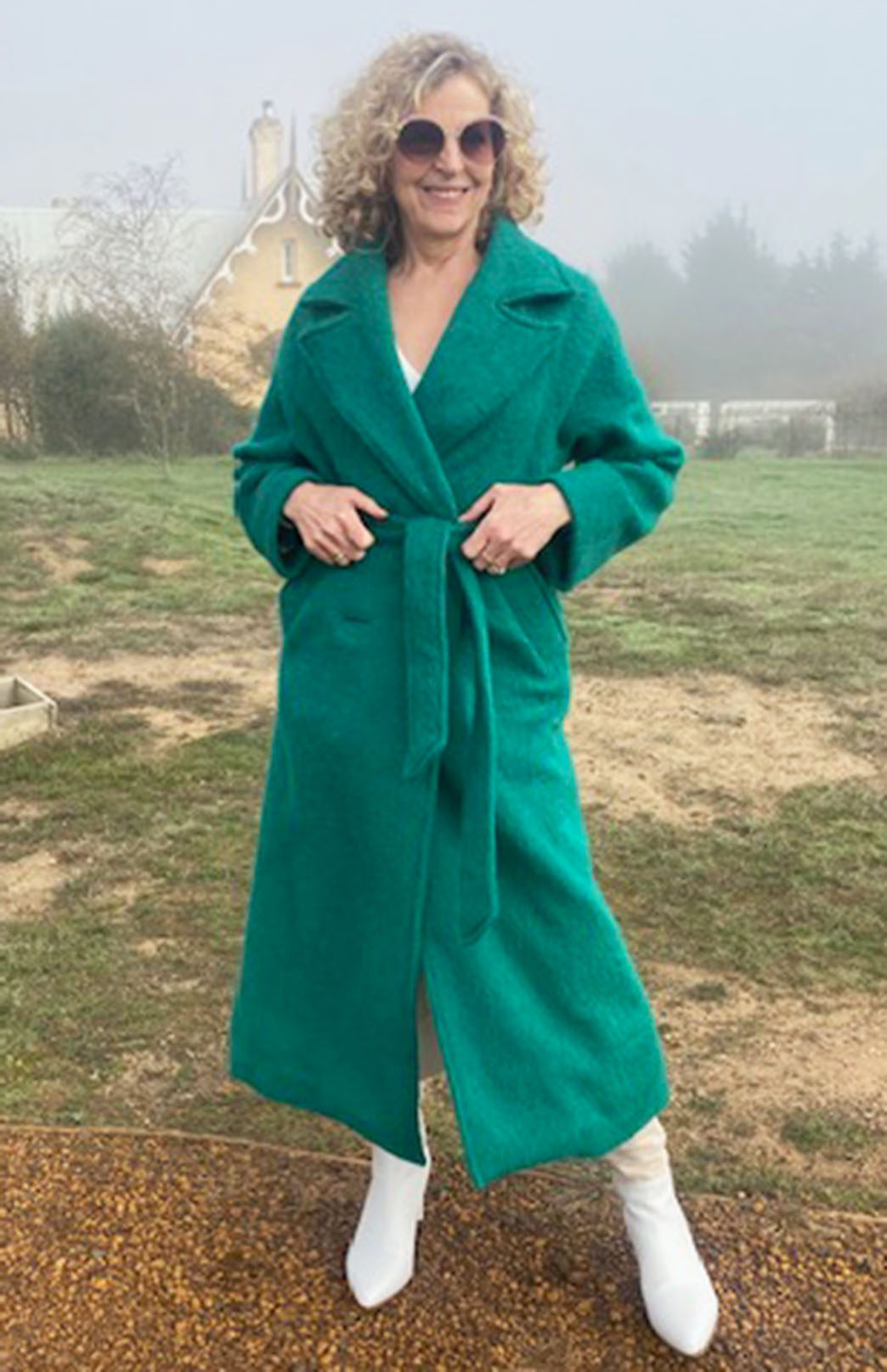 Emerald Green Women's Merino, Mohair and Alpaca Long Trench Coat