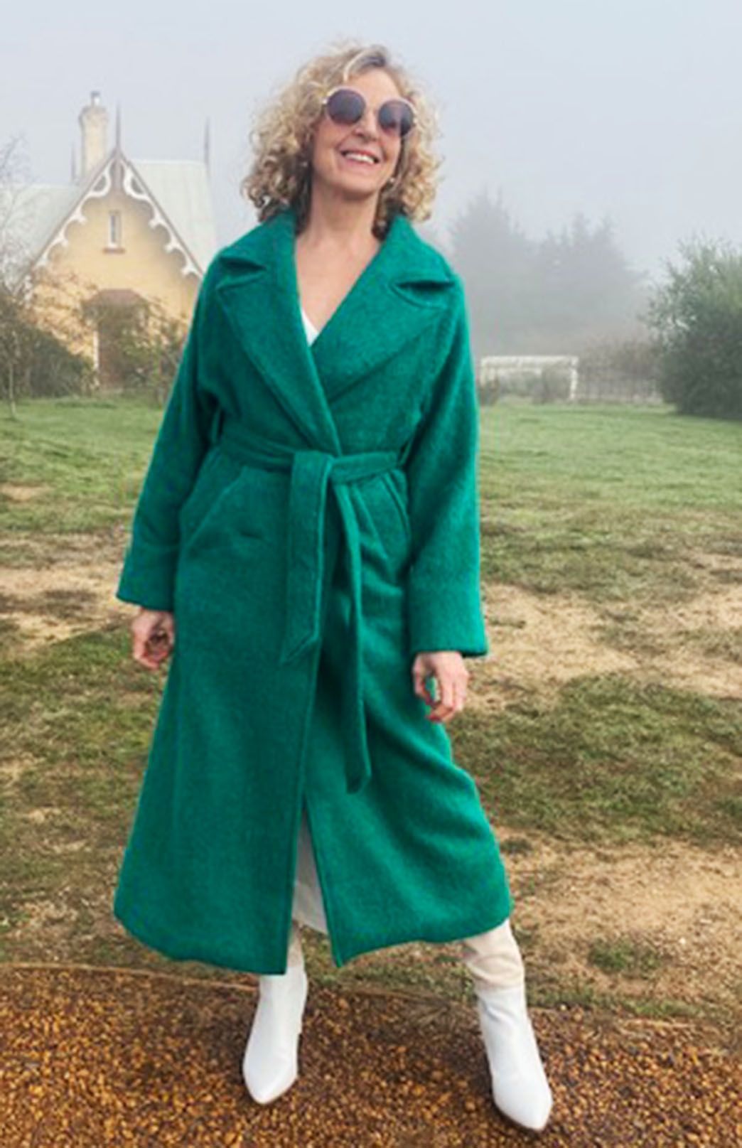 Emerald Green Women's Merino, Mohair and Alpaca Long Trench Coat