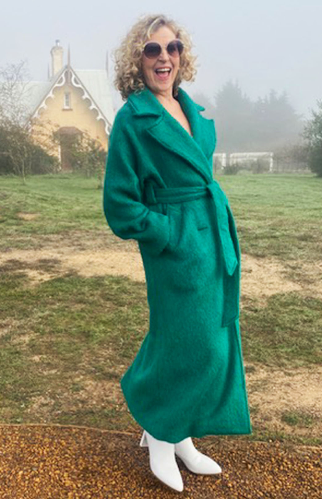 Emerald Green Women's Merino, Mohair and Alpaca Long Trench Coat