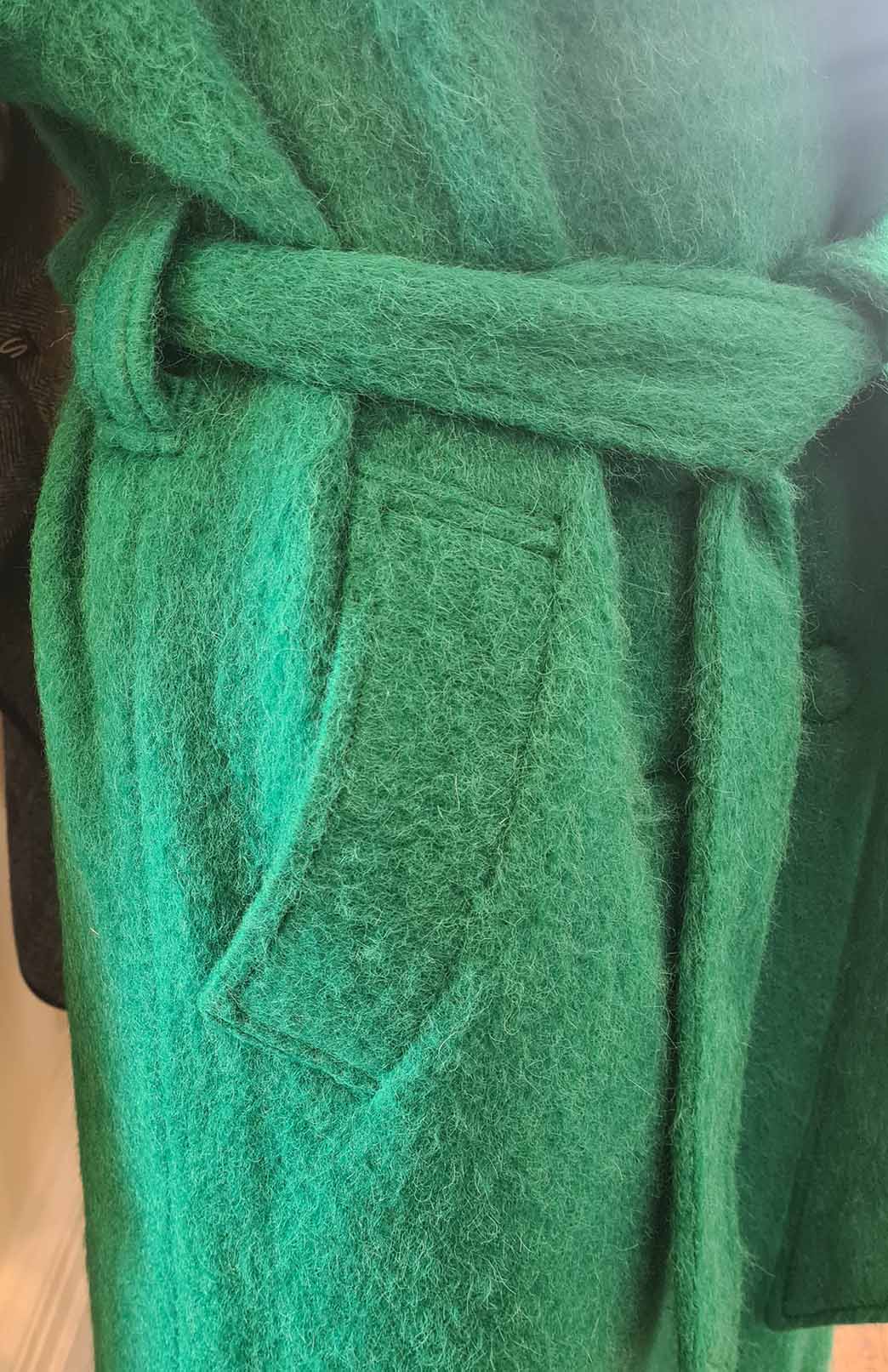 Emerald Green Women's Merino, Mohair and Alpaca Long Trench Coat