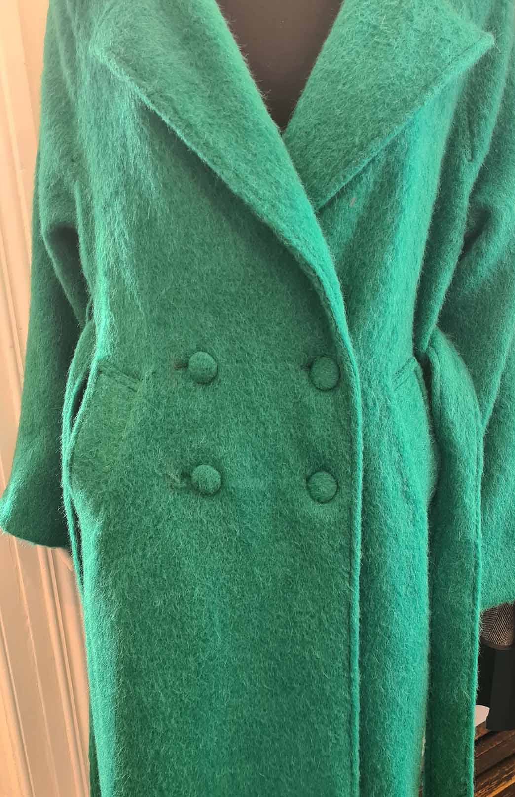 Emerald Green Women's Merino, Mohair and Alpaca Long Trench Coat