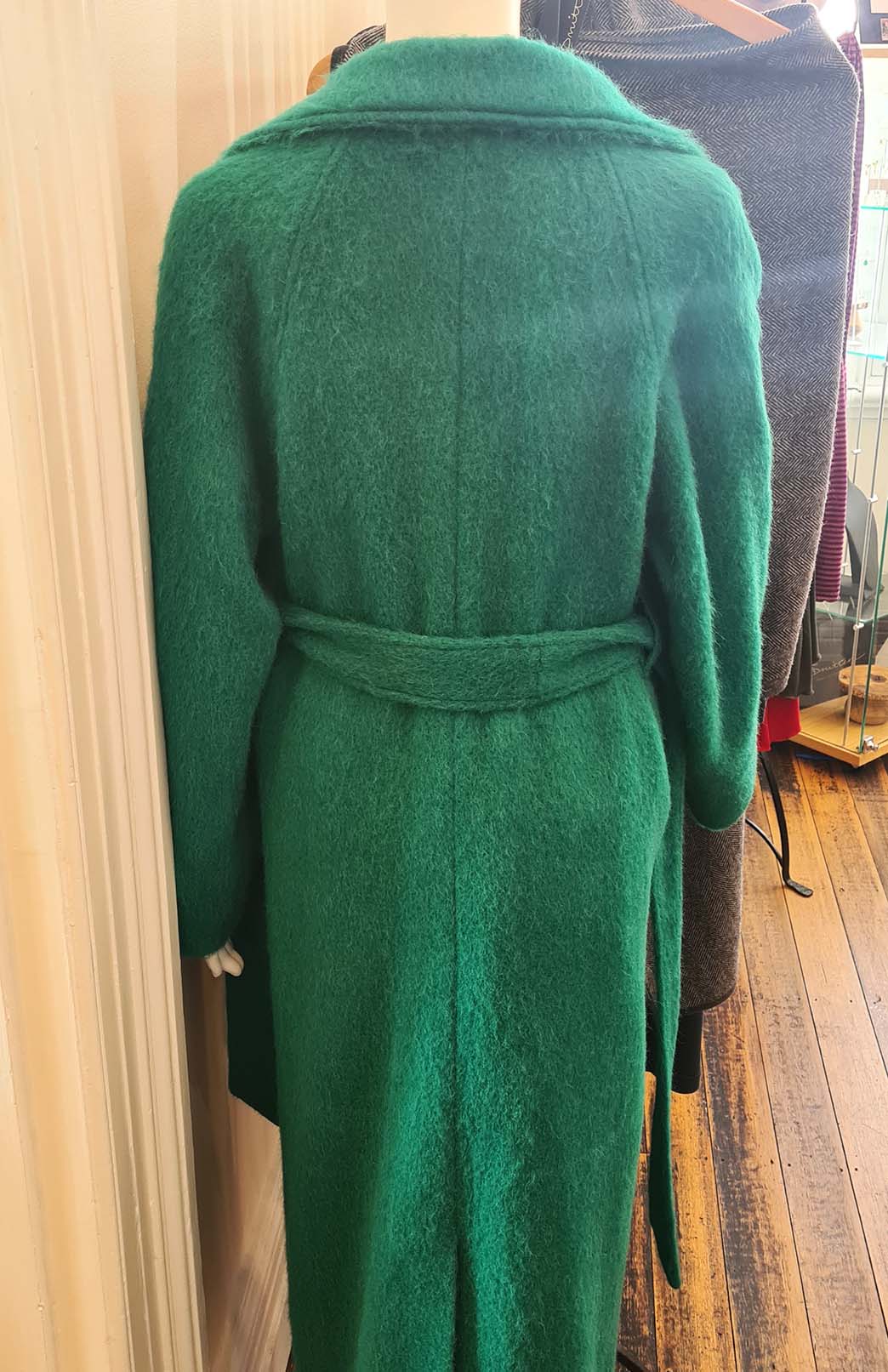 Emerald Green Women's Merino, Mohair and Alpaca Long Trench Coat