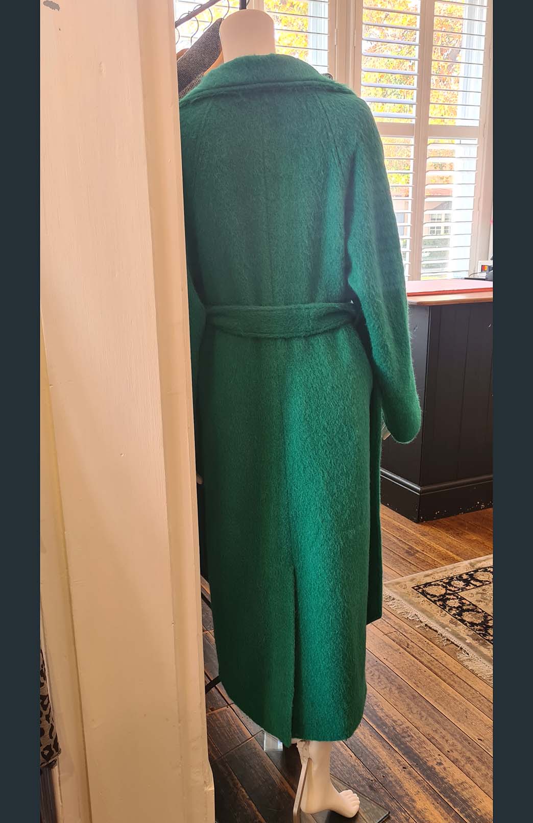 Emerald Green Women's Merino, Mohair and Alpaca Long Trench Coat