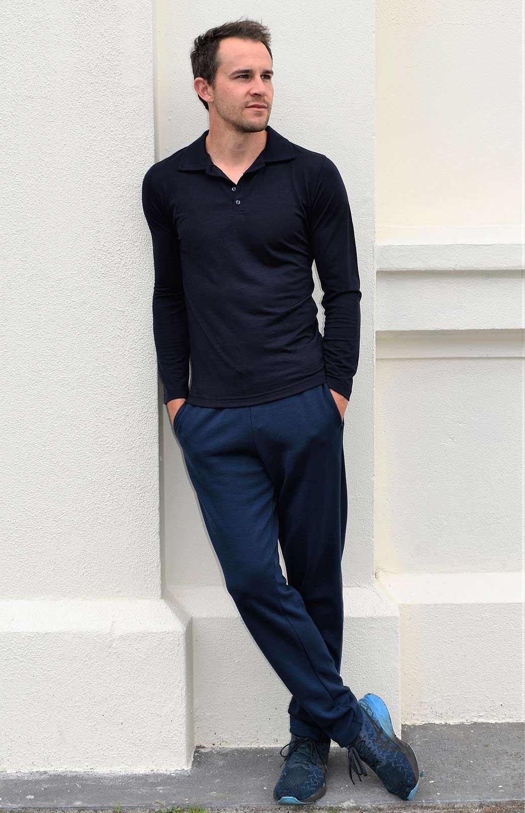 Navy Blue Men's Superfine Merino Wool 360g Pants
