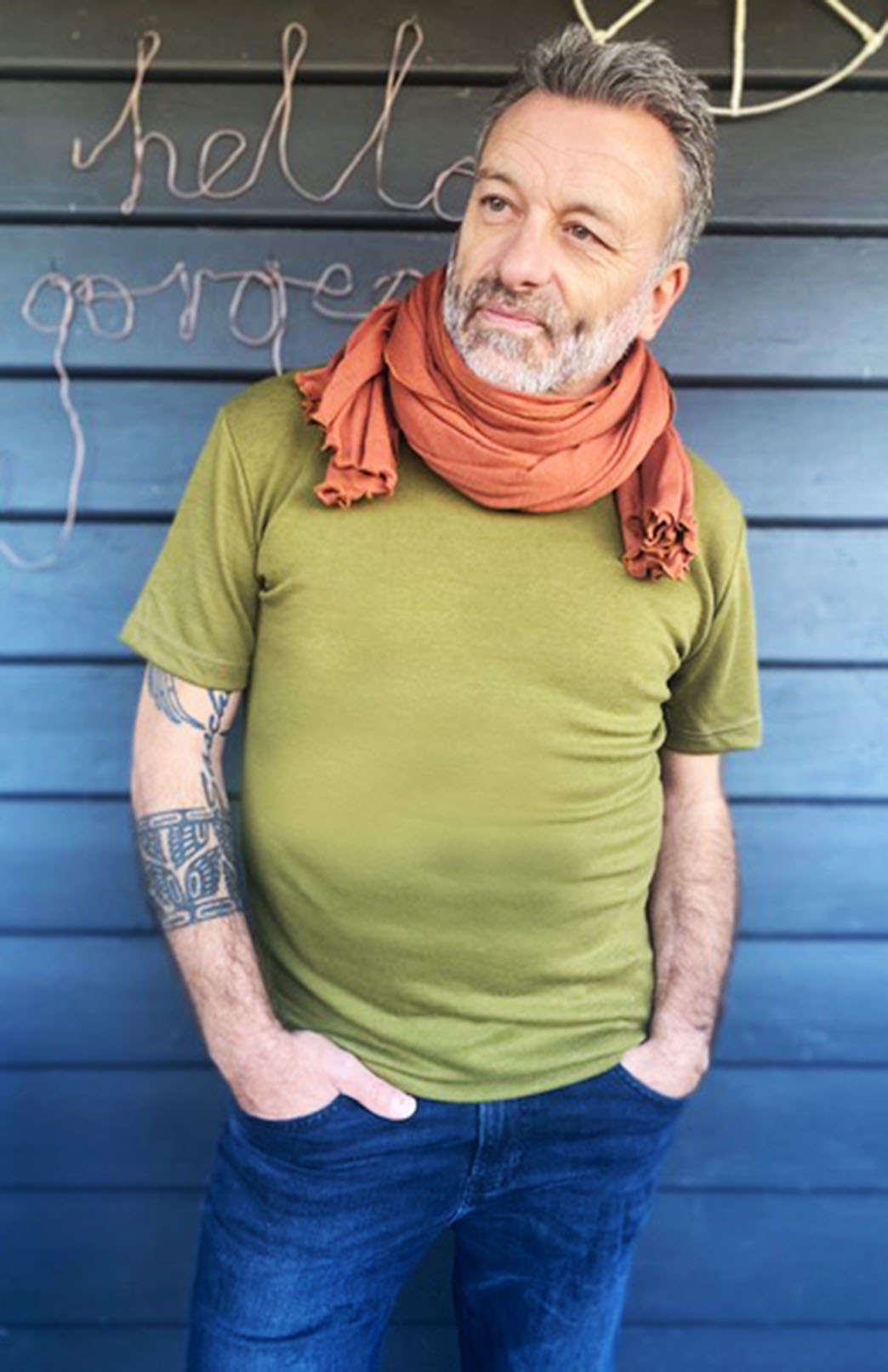 Light Olive Men's Merino Wool Heavyweight T-Shirt