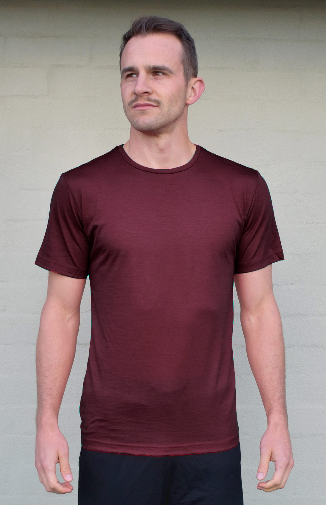 Burgundy Red Men's Merino Wool T-Shirt