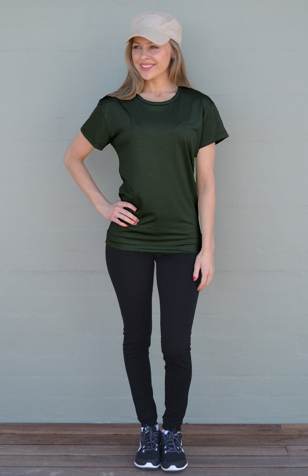 Kale Green Women's Merino Wool Short Sleeved Classic Fit T-Shirt