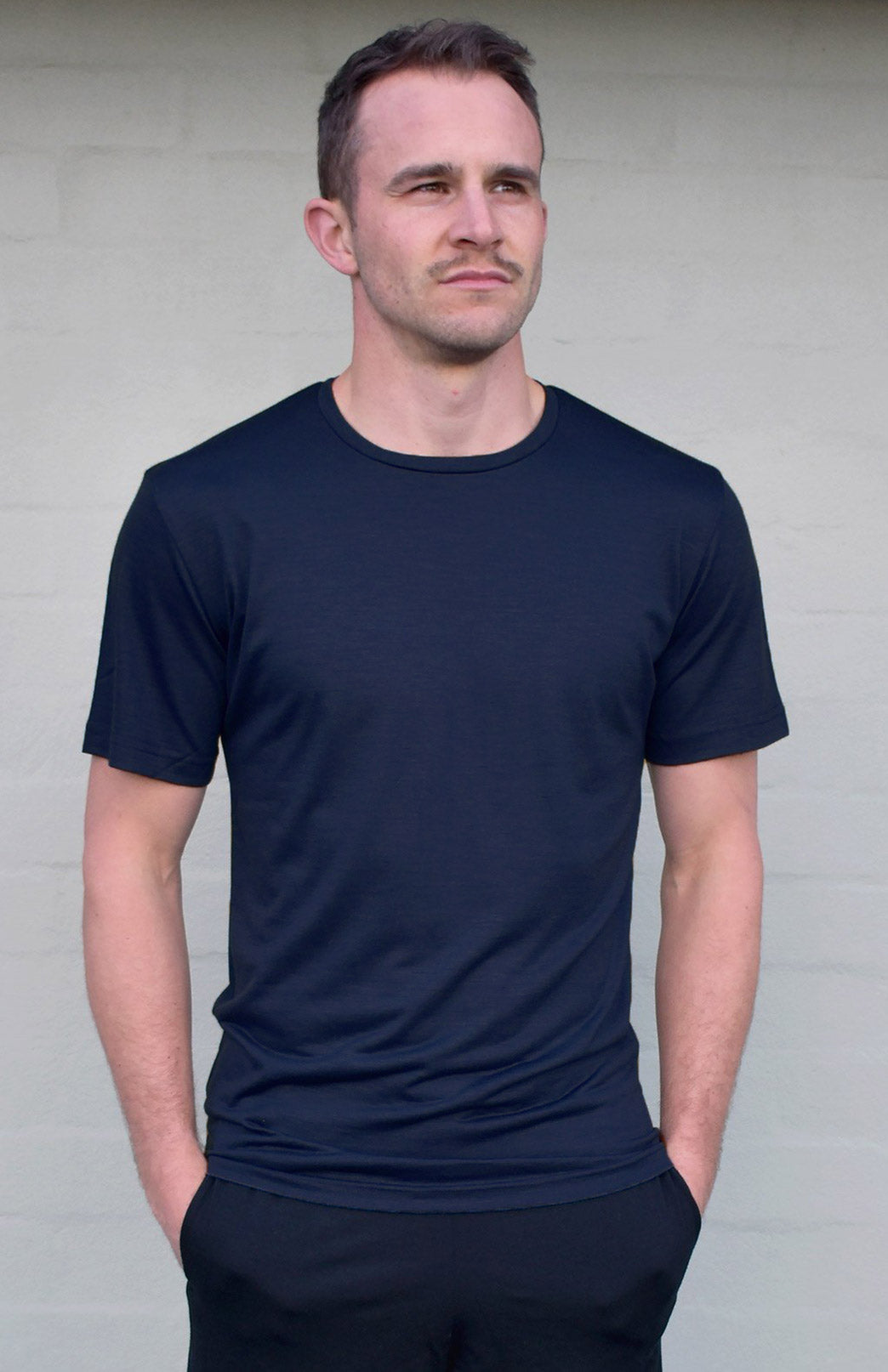 Navy Blue Men's Merino Wool T-Shirt