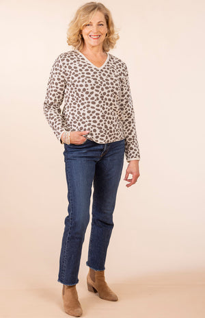 Soft Mocha Leopard Spot - V-Neck