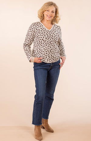 Soft Mocha Leopard Spot - V-Neck