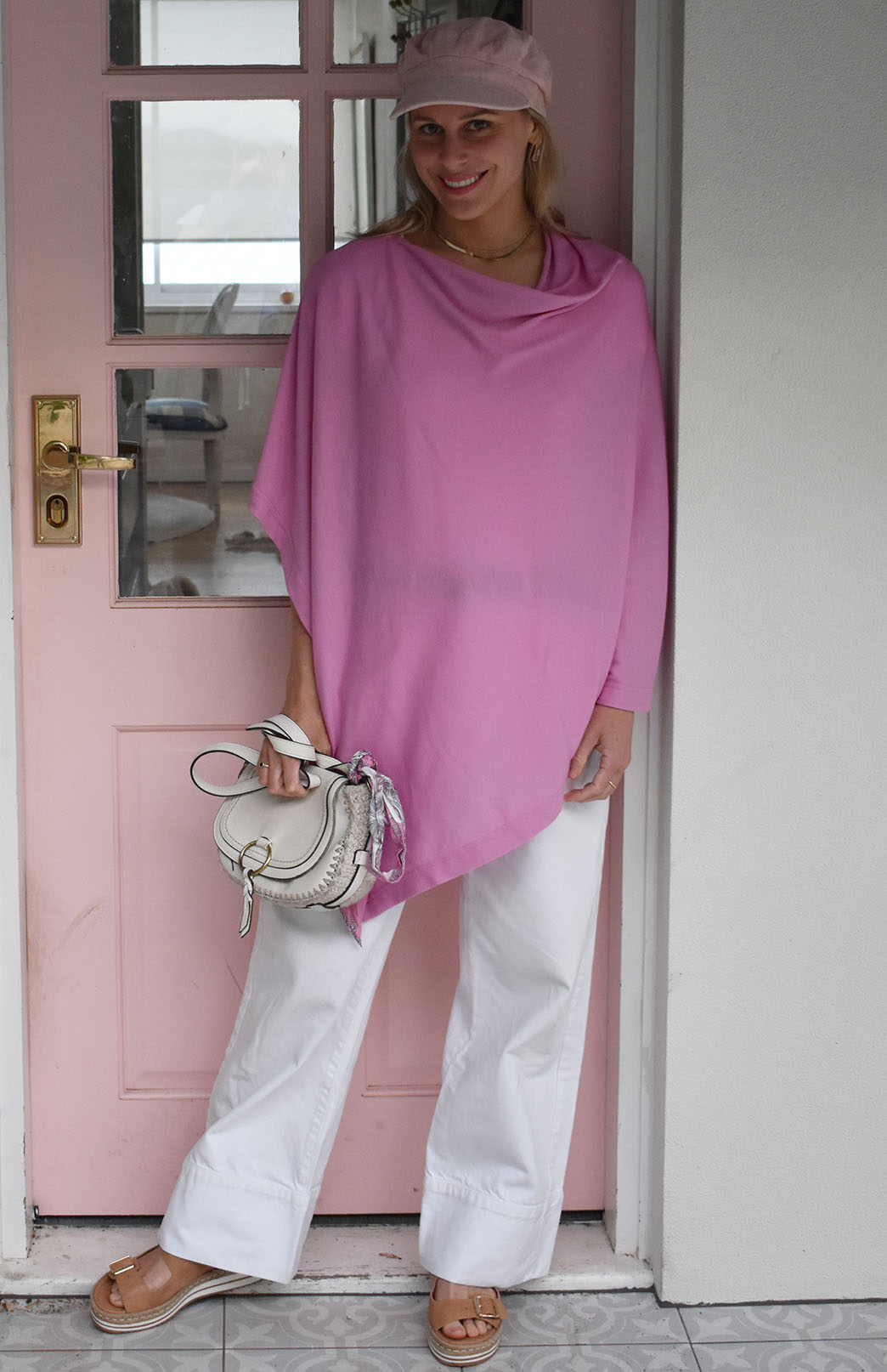 Crocus Pink Women's Merino Wool Plain Poncho