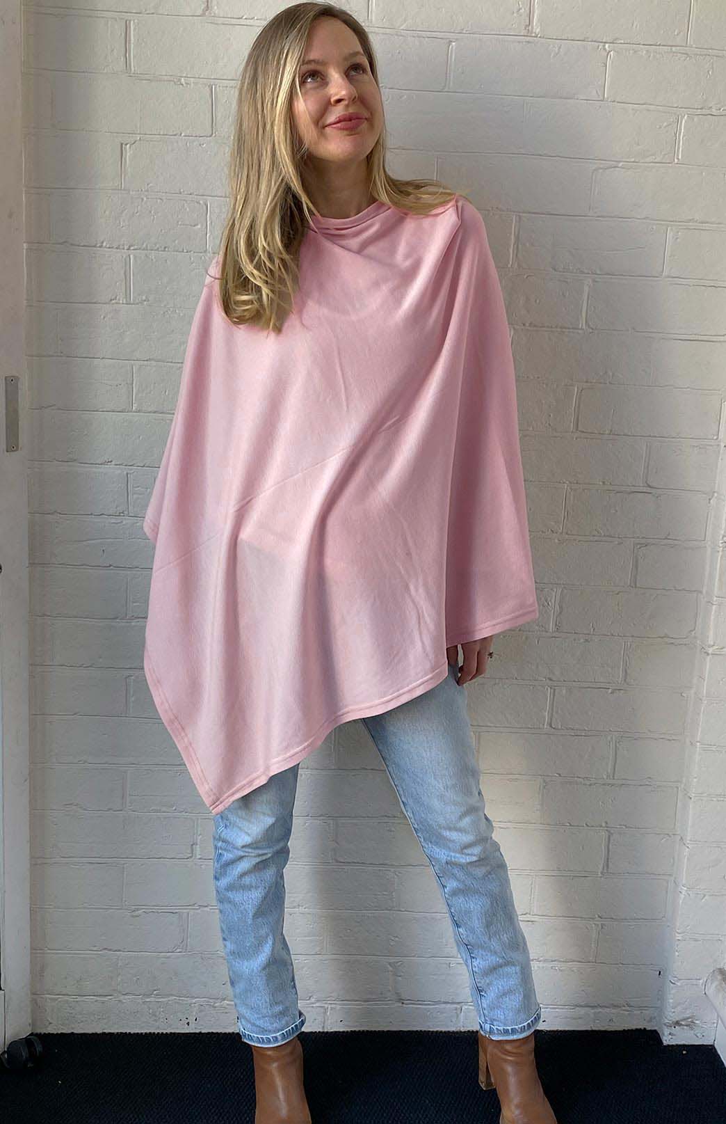 Dusty Pink Women's Merino Wool Plain Poncho