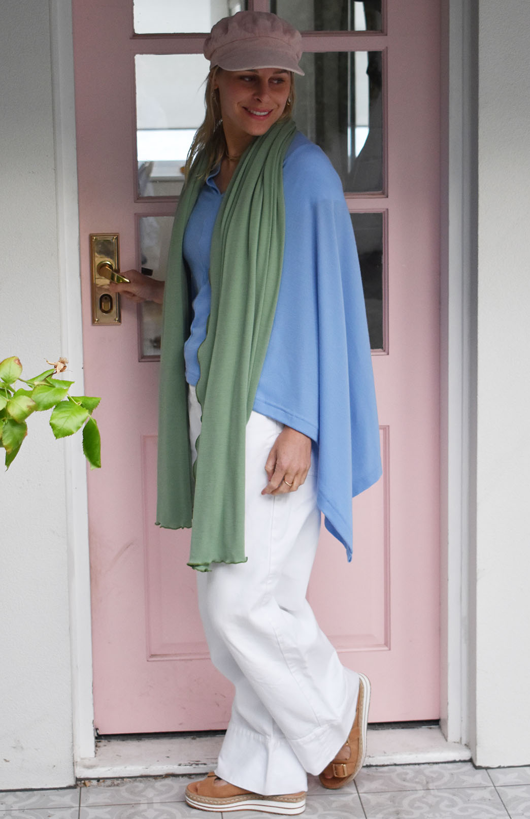 Jacaranda Blue Women's Merino Wool Plain Poncho