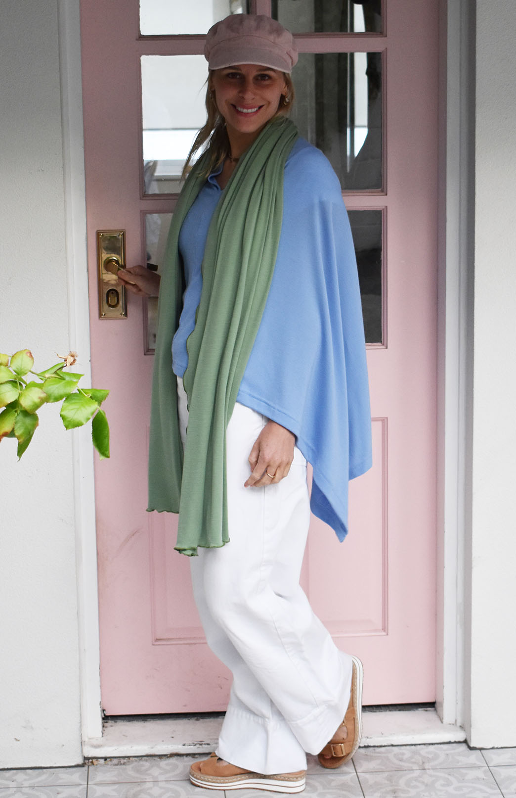 Jacaranda Blue Women's Merino Wool Plain Poncho