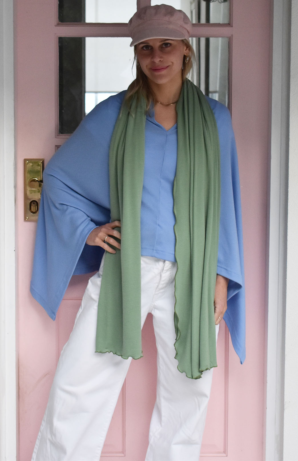 Jacaranda Blue Women's Merino Wool Plain Poncho