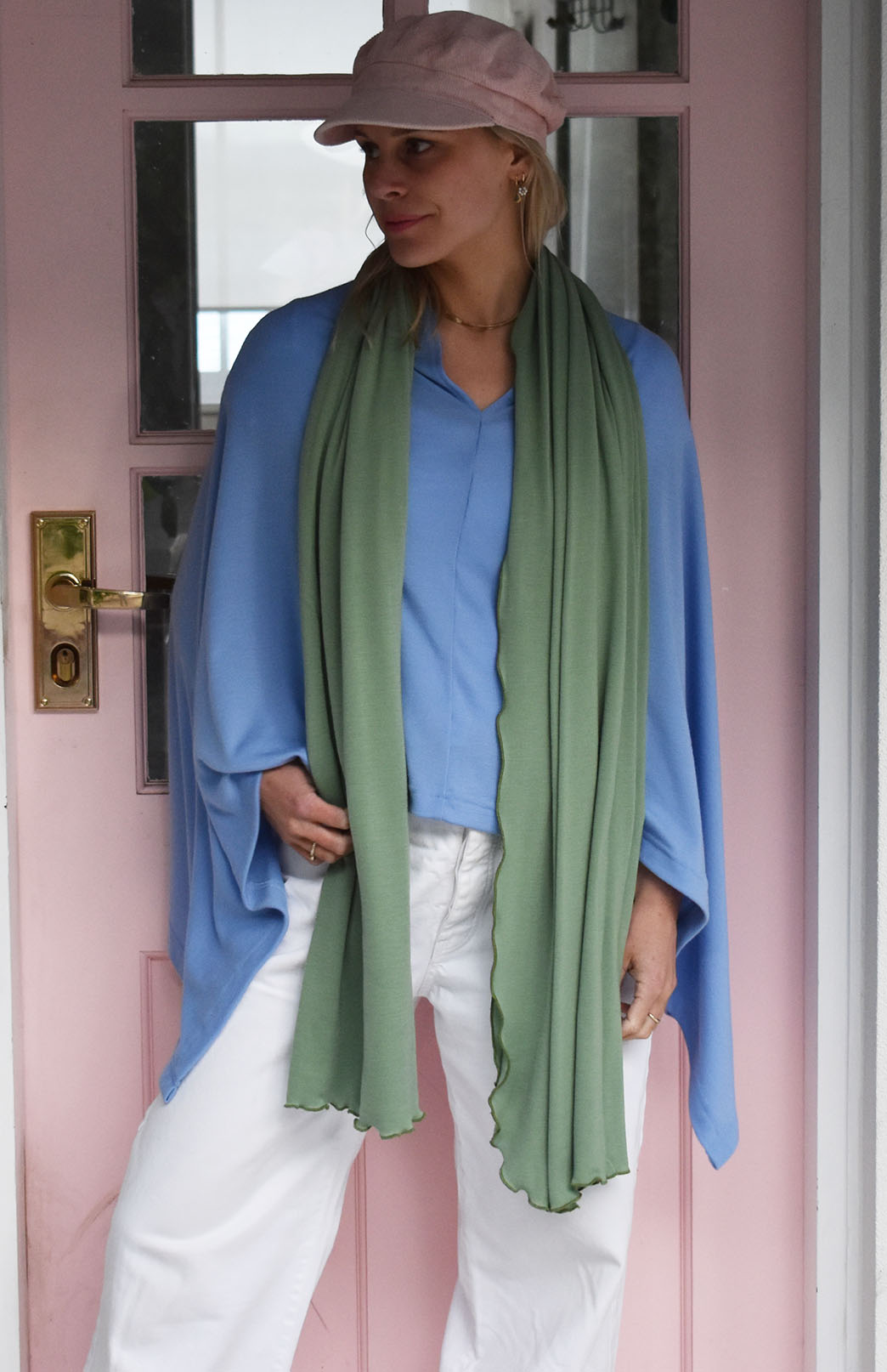 Jacaranda Blue Women's Merino Wool Plain Poncho