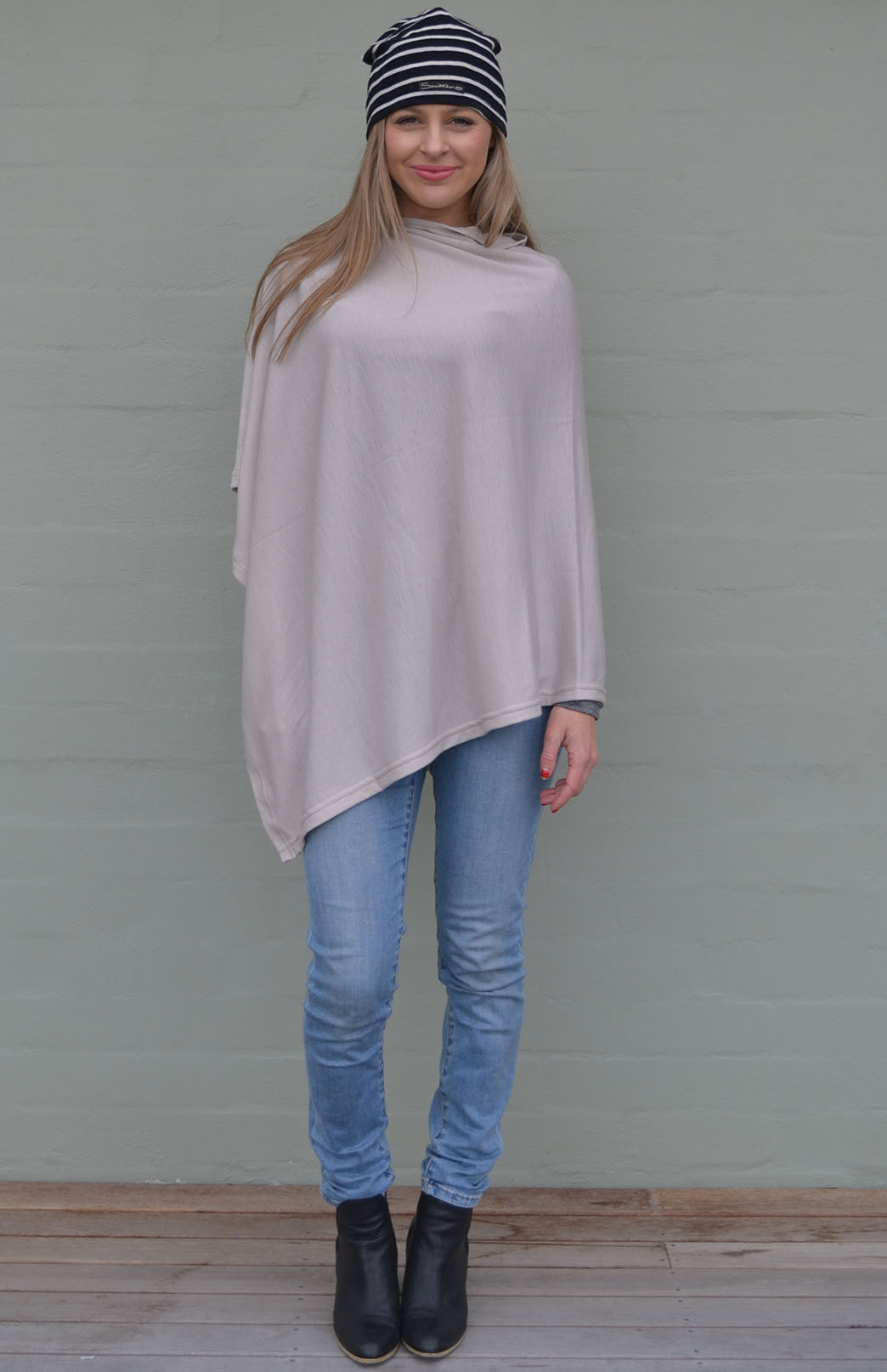 Soft Sand Women's Merino Wool Plain Poncho