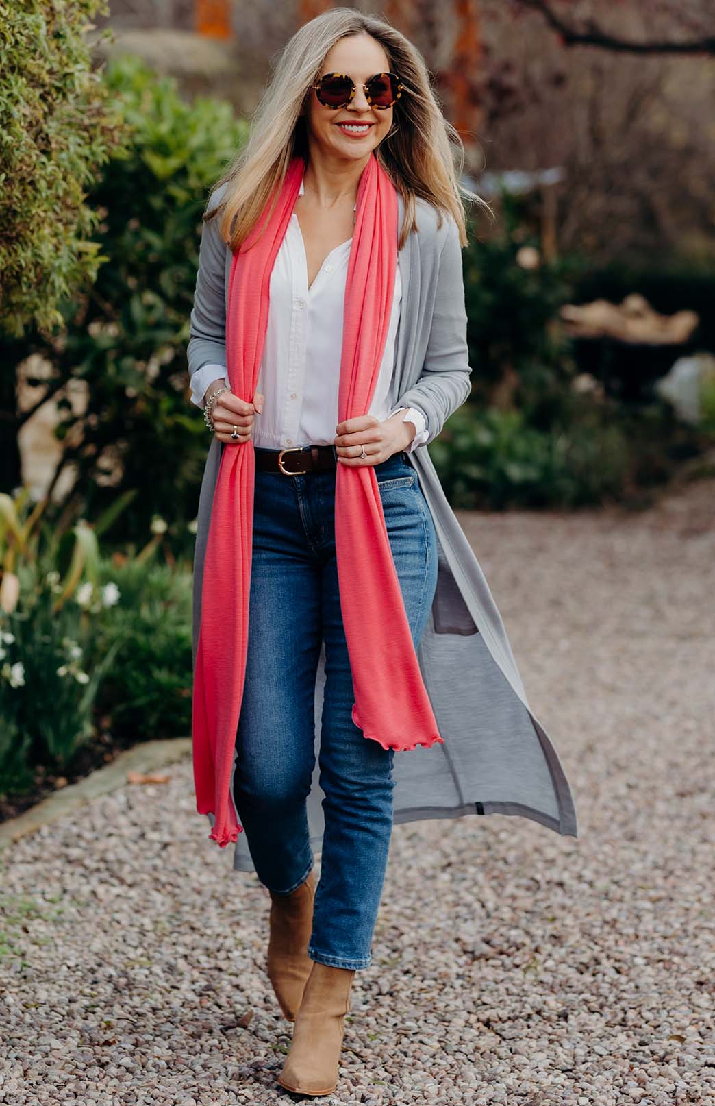 Begonia Pink Coral Women's Merino Wool Luxury Scarf