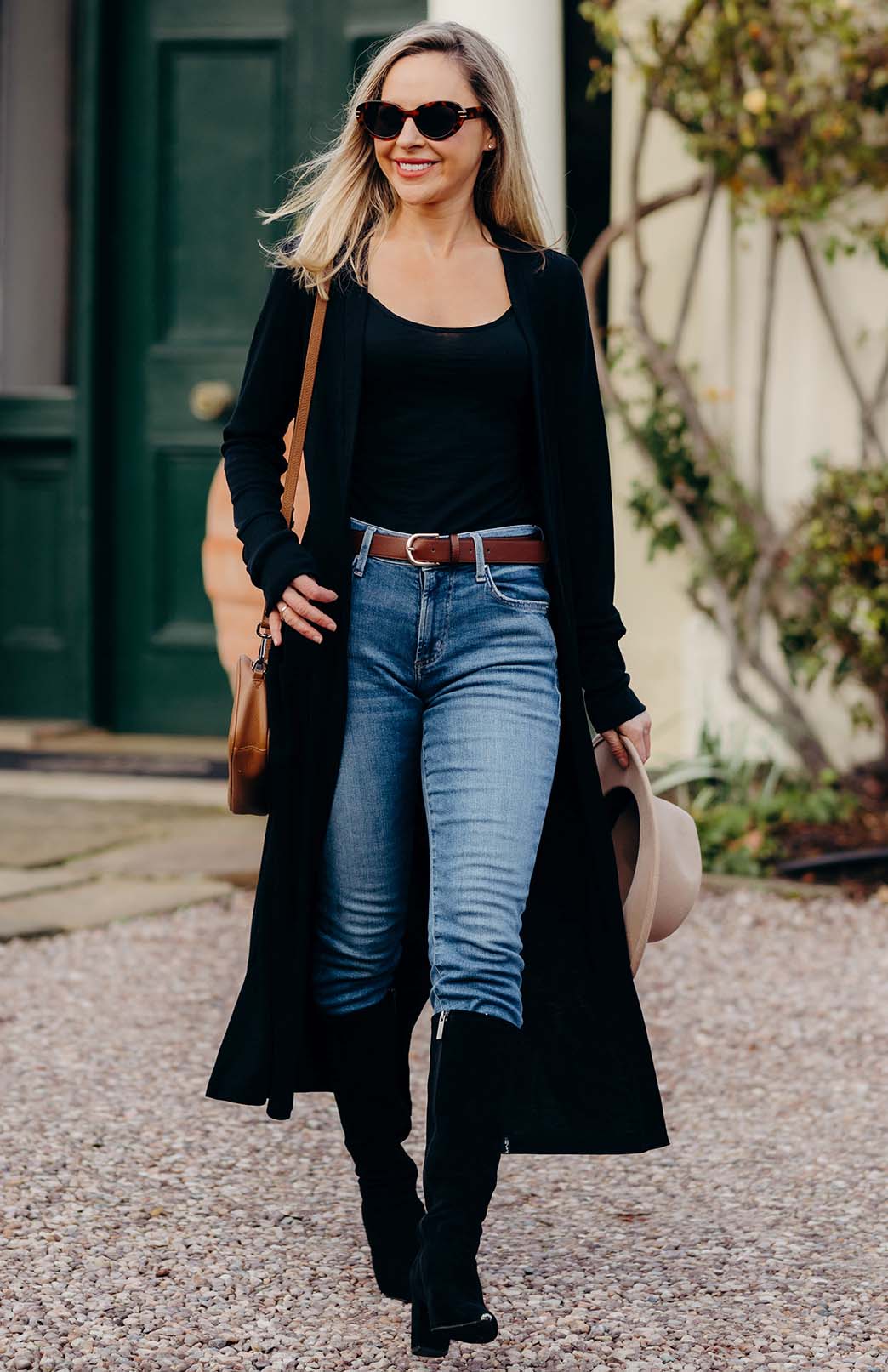 Black Women's Slimline Long Cardigan with side pockets