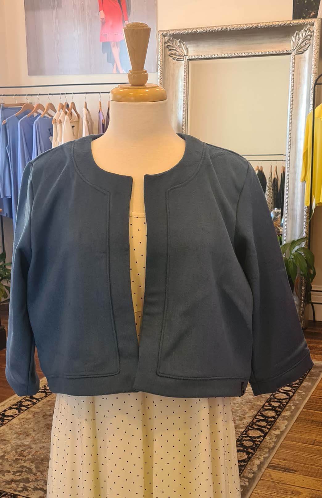 Storm Teal Women's Merino Wool Reversible Crop Coco Jacket