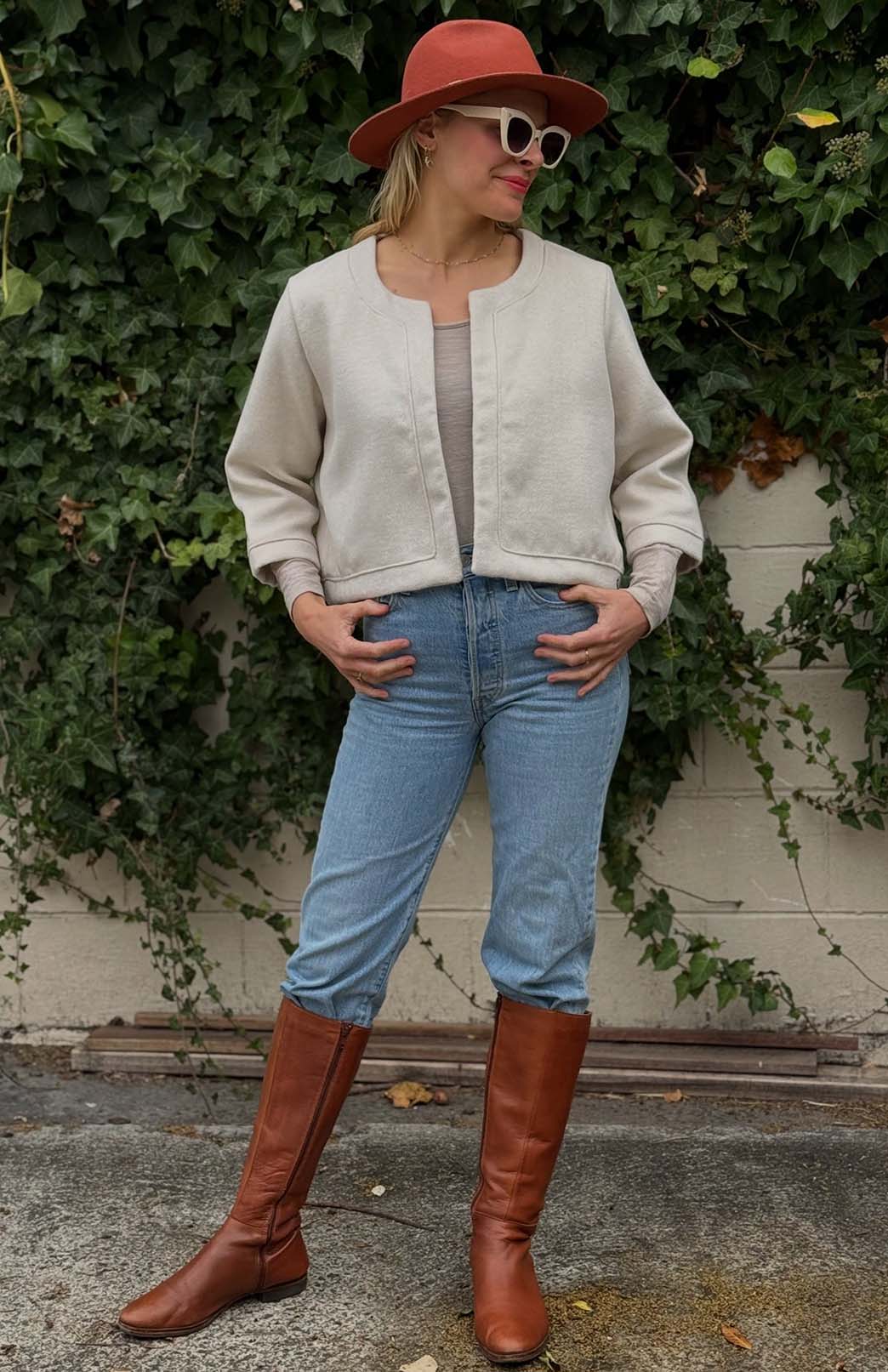 Vanilla Nougat Women's Merino Wool Reversible Crop Coco Jacket
