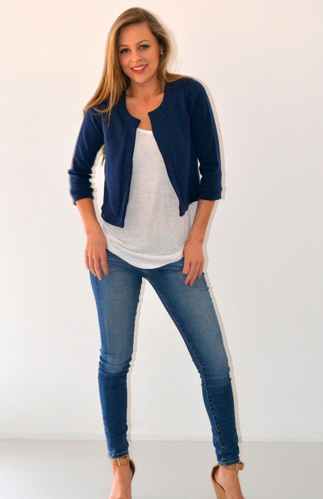 Indigo Blue Women's Merino Wool Reversible Crop Coco Jacket