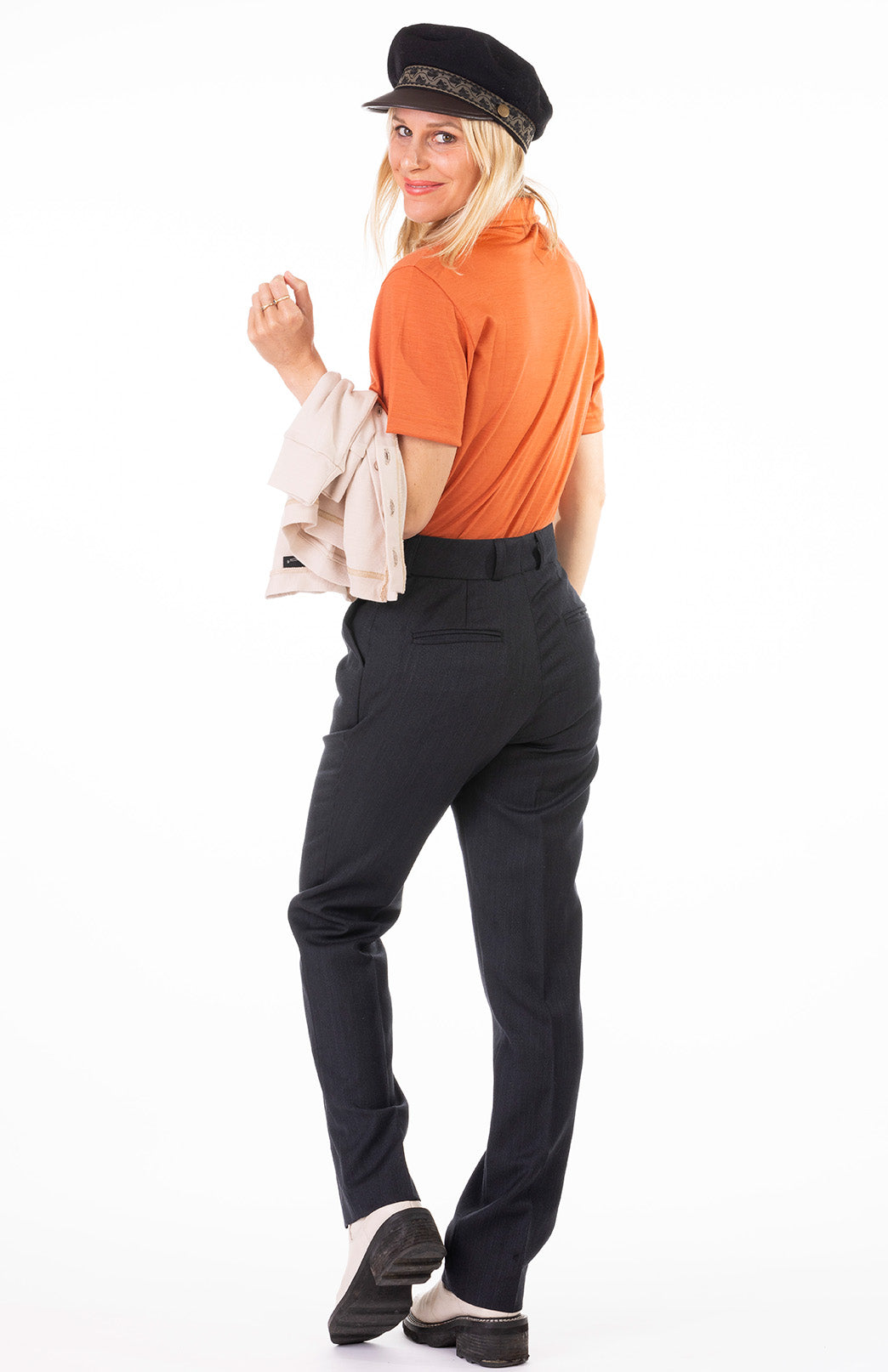 Burnt Orange Women's Lightweight Merino Wool Short Sleeve Golf Tee 