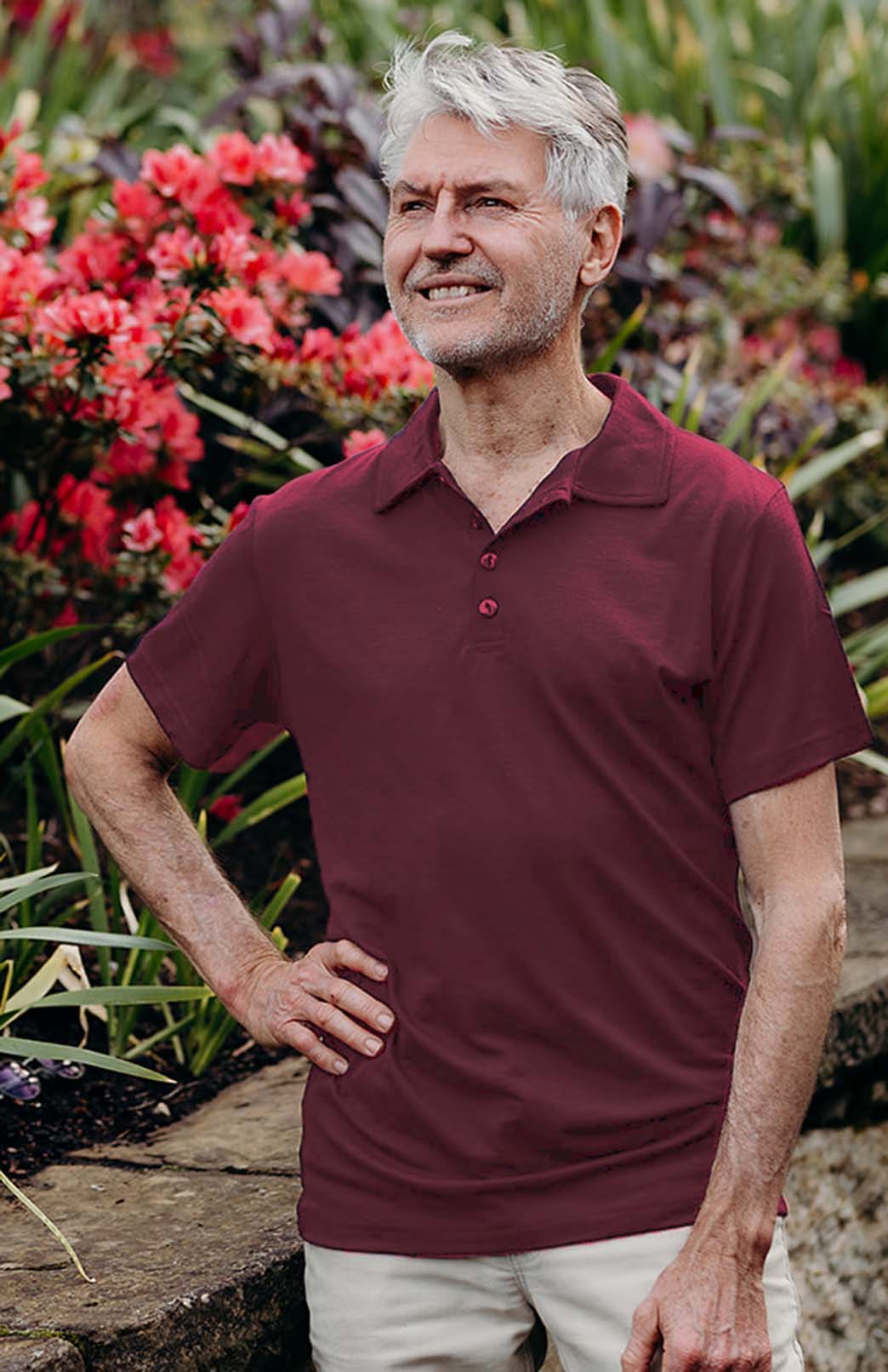 Burgundy Red Men's Lightweight Merino Wool Short Sleeve Golf Tee