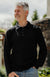 Navy Blue Men&#39;s Merino Wool Long Sleeve Golf Tee

