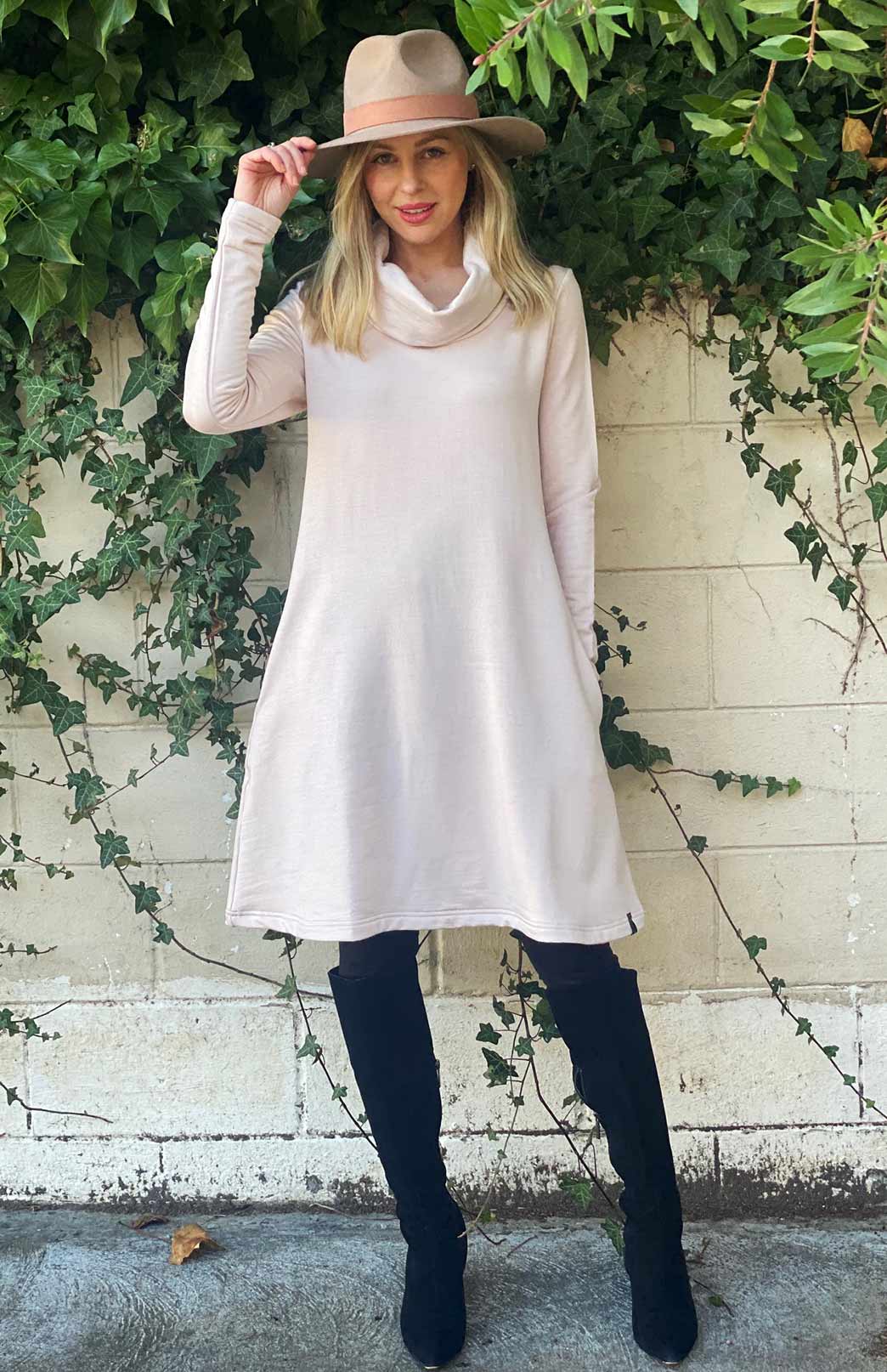 Cowl Neck Swing Dress - Modal Fleece - Smitten Merino