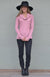 Dusty Pink Women&#39;s Merino Wool Cowl Neck Top with Long Sleeves
