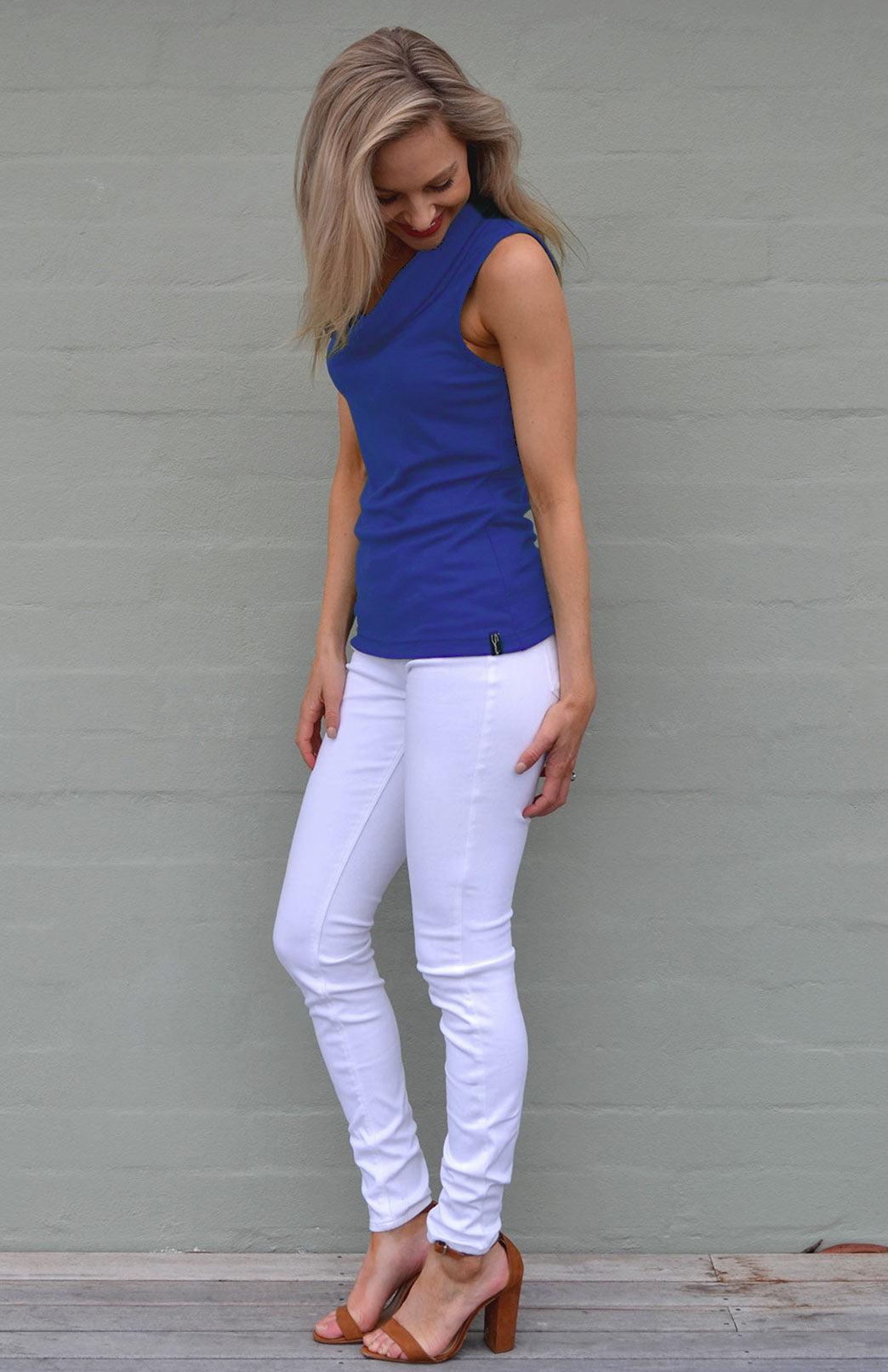 Bluebell Women's Merino Wool Sleeveless Top with Cowl Neckline