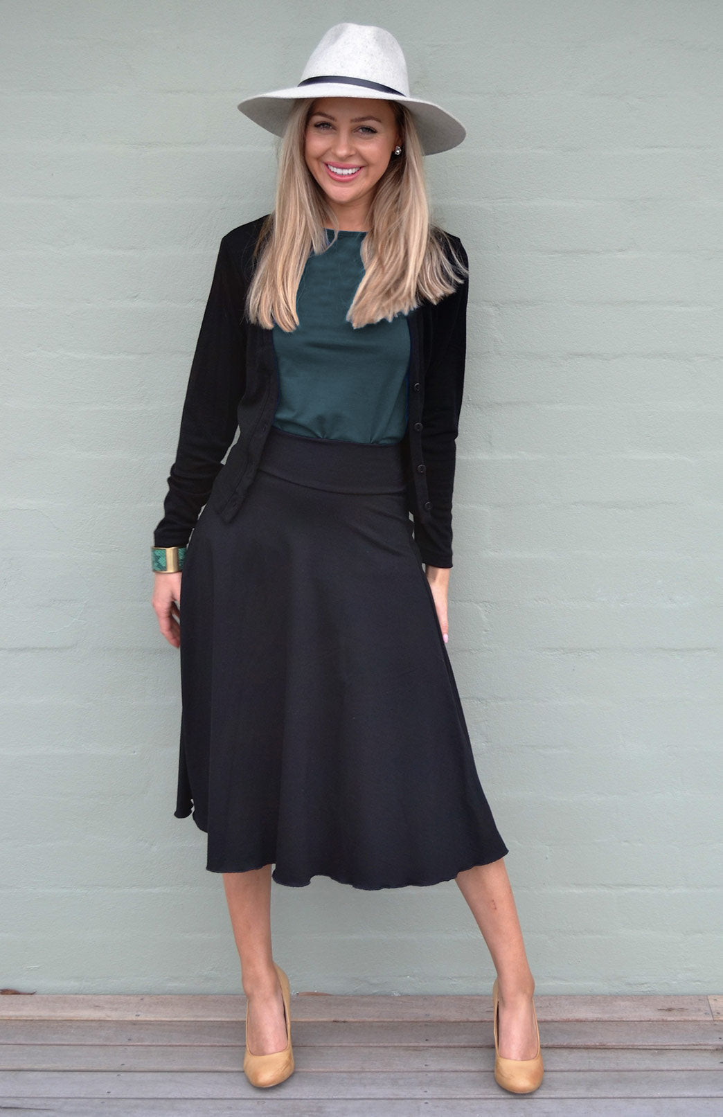 Deep Sea Green Women's Merino Wool Sleeveless Capri Top