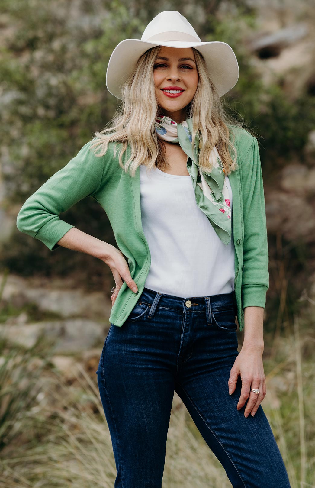 Pistachio Green Women's Merino Wool Crop Cardigan with 3/4 Sleeves
