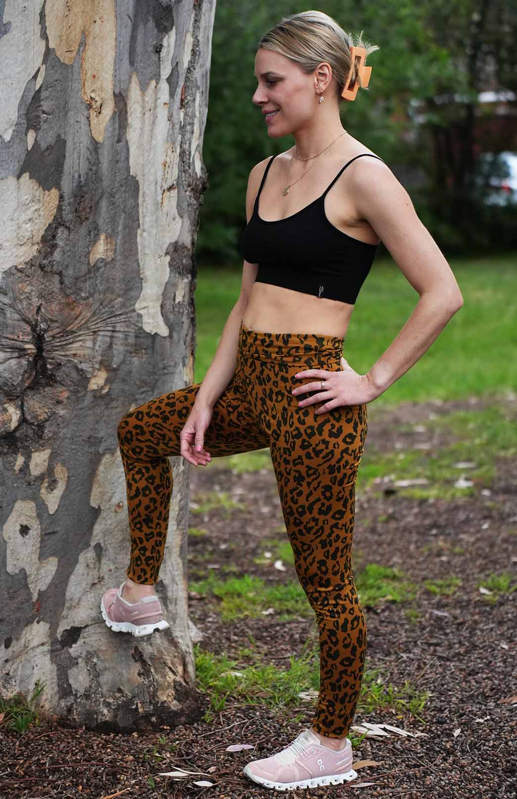 Whiskey Leopard Women's Merino Wool High Waisted Leggings &amp; Yoga Pants 