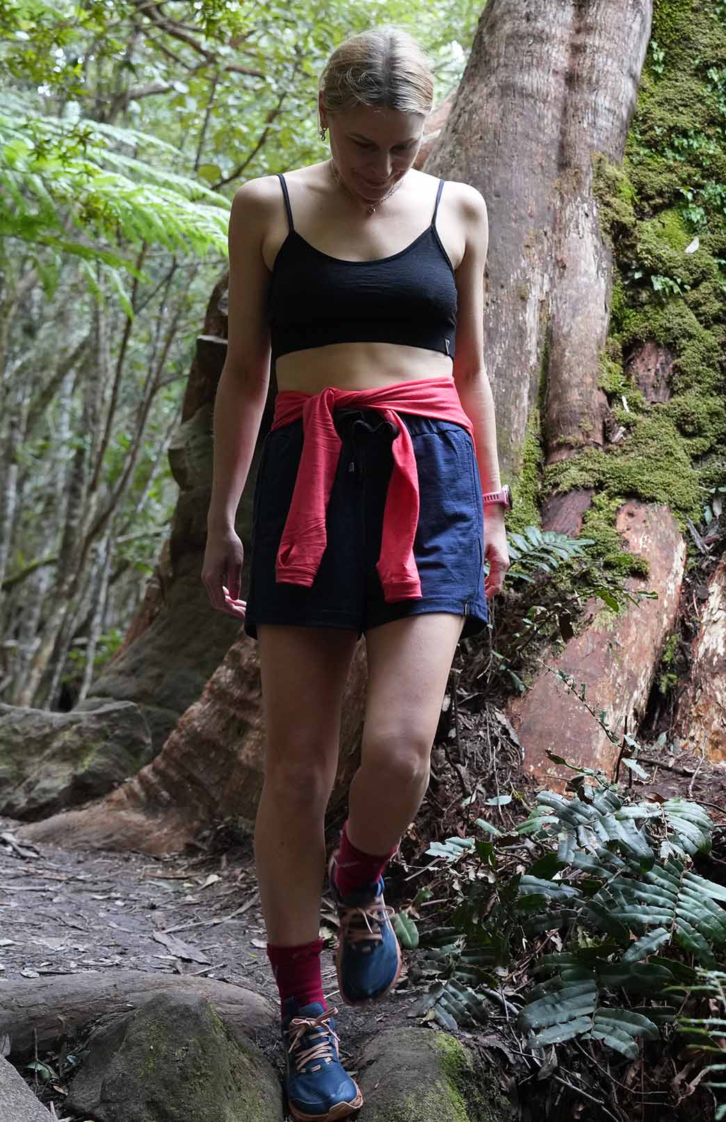 Black Women's Merino Wool Crop Top Bra with Adjustable Straps