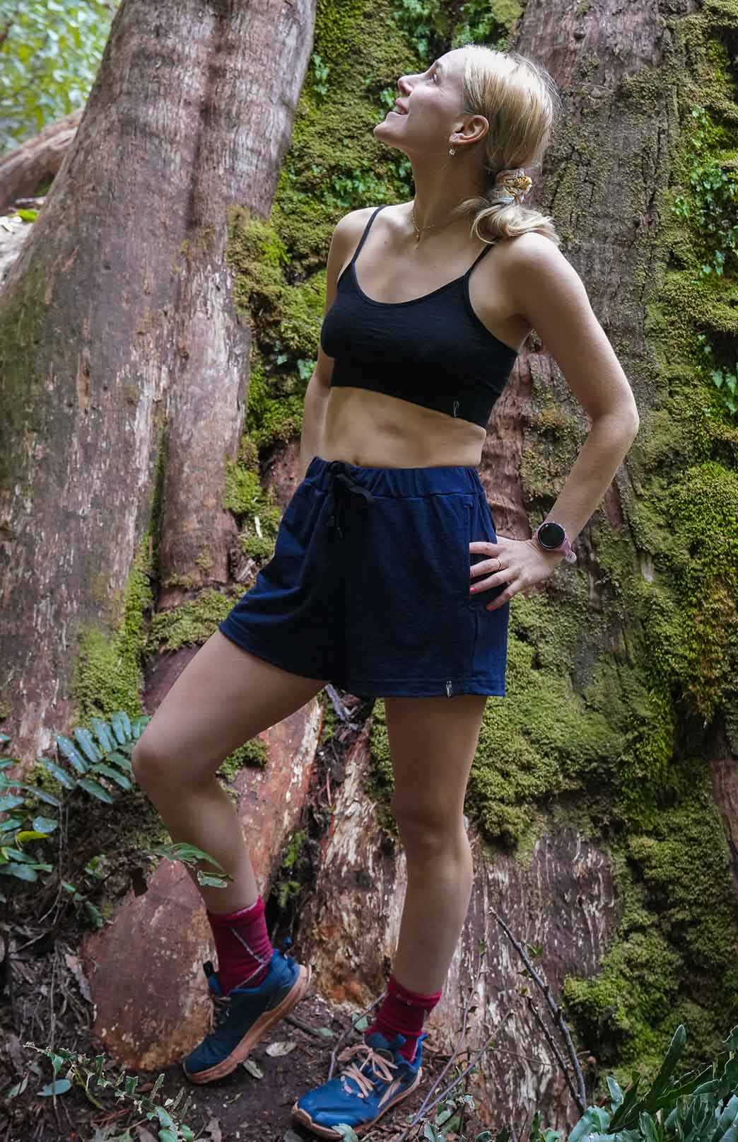 Navy Blue Women's Merino Wool Lightweight Running Shorts