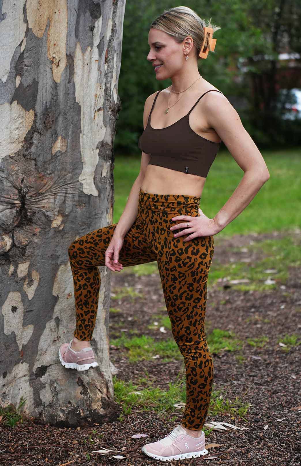 Chocolate Brown Women's Merino Wool Crop Top Bra with Adjustable Straps