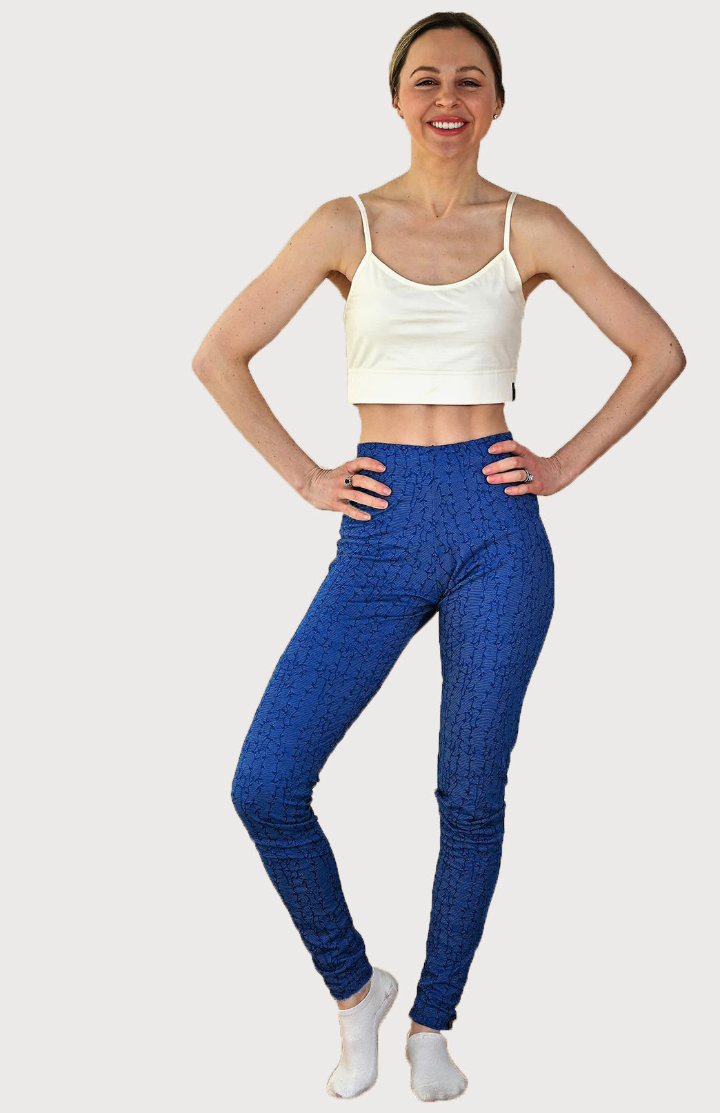 Azure Blue Vine Women's Merino Wool Midweight Thermal Leggings