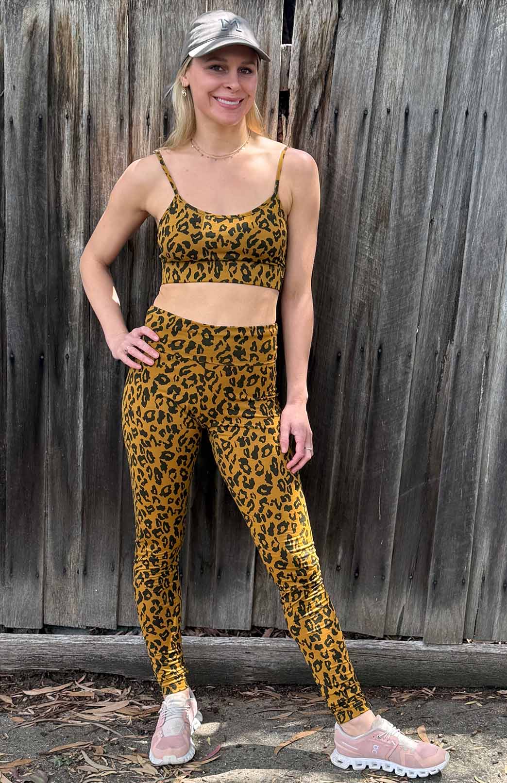 Whiskey Leopard Women's Merino Wool Crop Top Bra with Adjustable Straps