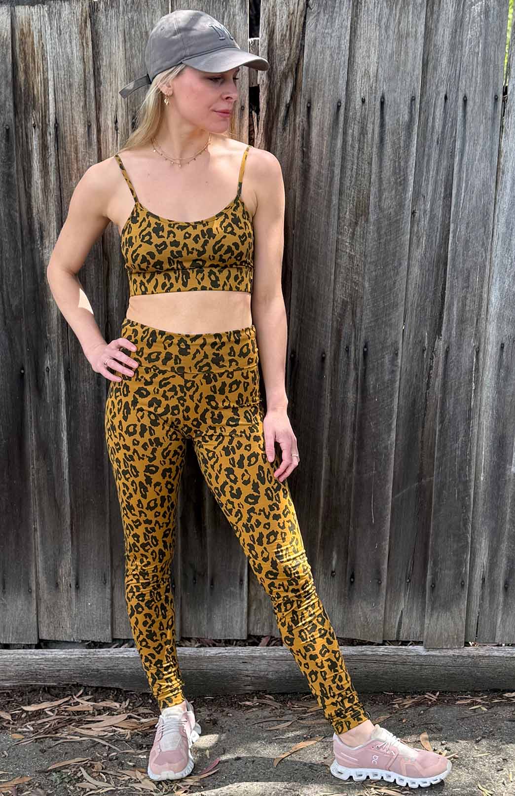 Whiskey Leopard Women's Merino Wool Crop Top Bra with Adjustable Straps