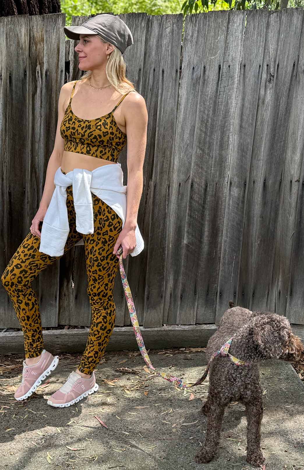 Whiskey Leopard Women's Merino Wool Crop Top Bra with Adjustable Straps