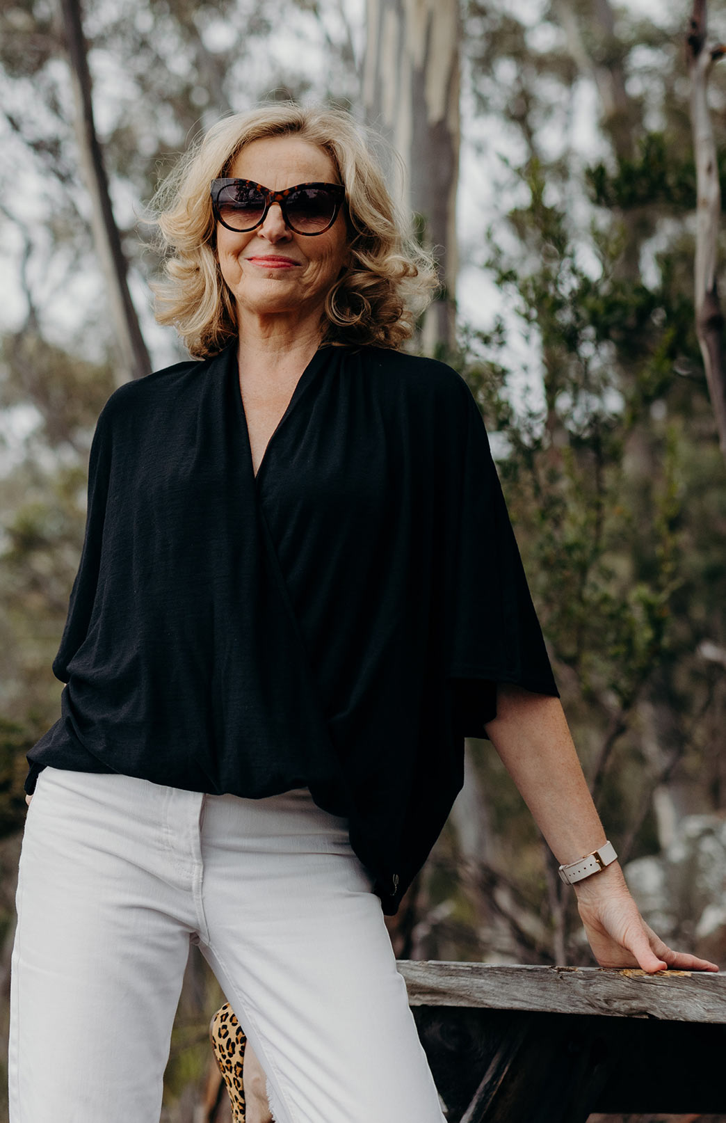 Oatmeal Marl Women&#39;s Merino Wool Loose Wrap Cross Over Poncho
